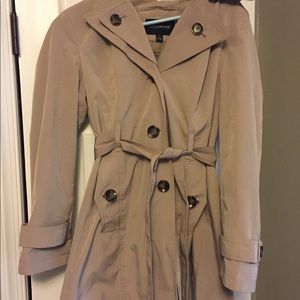 London Fog Hooded Belted Trench Coat
